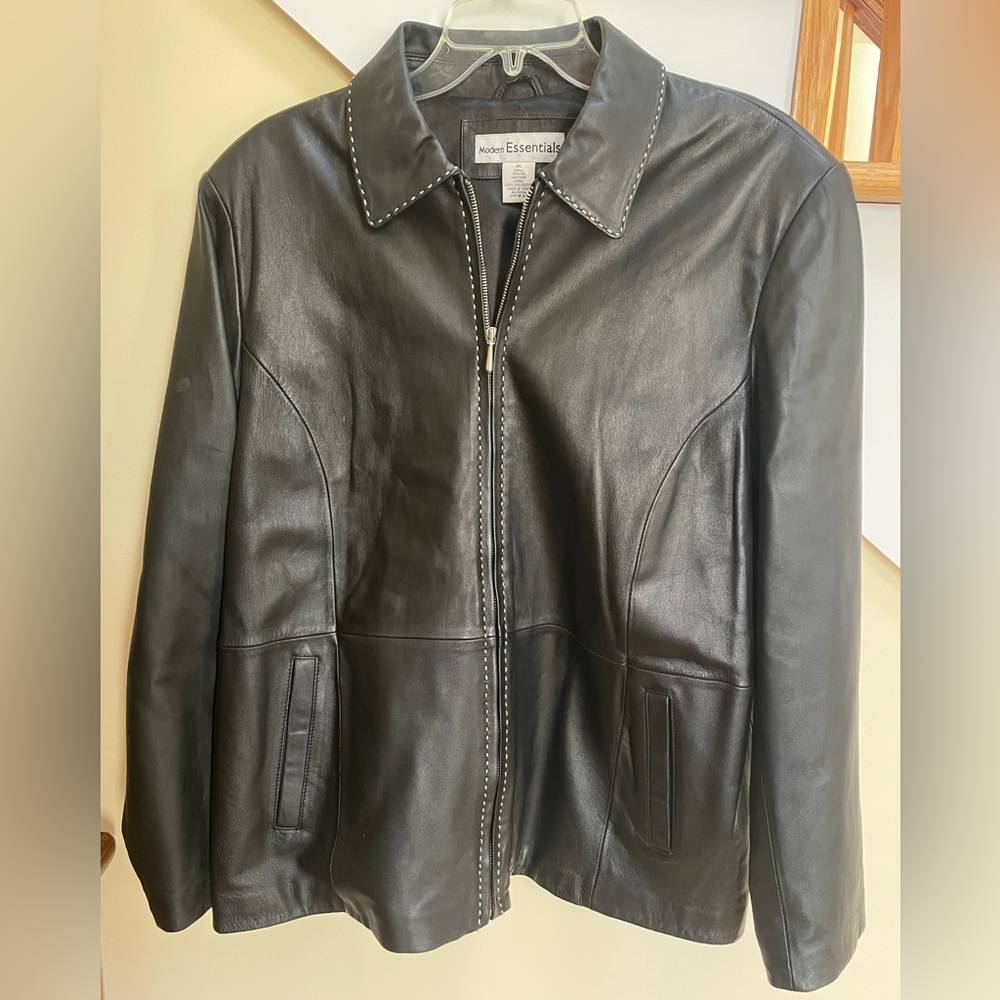 Genuine Black 100% Leather Jacket, Unique Classic, Luxury Designer, Sz. XL